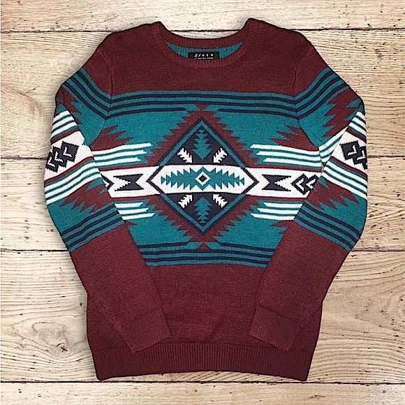Mens Holiday Aztecs Print Knit Sweater - Picture 1 of 6